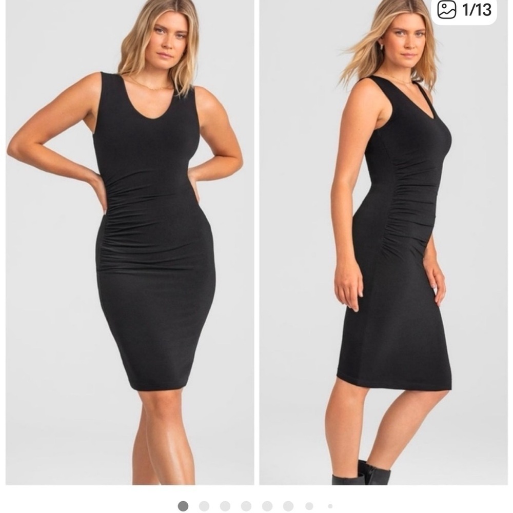 NEW Honeylove InnerPower Sleeveless Midi Dress Black Shaping Size Large NWT